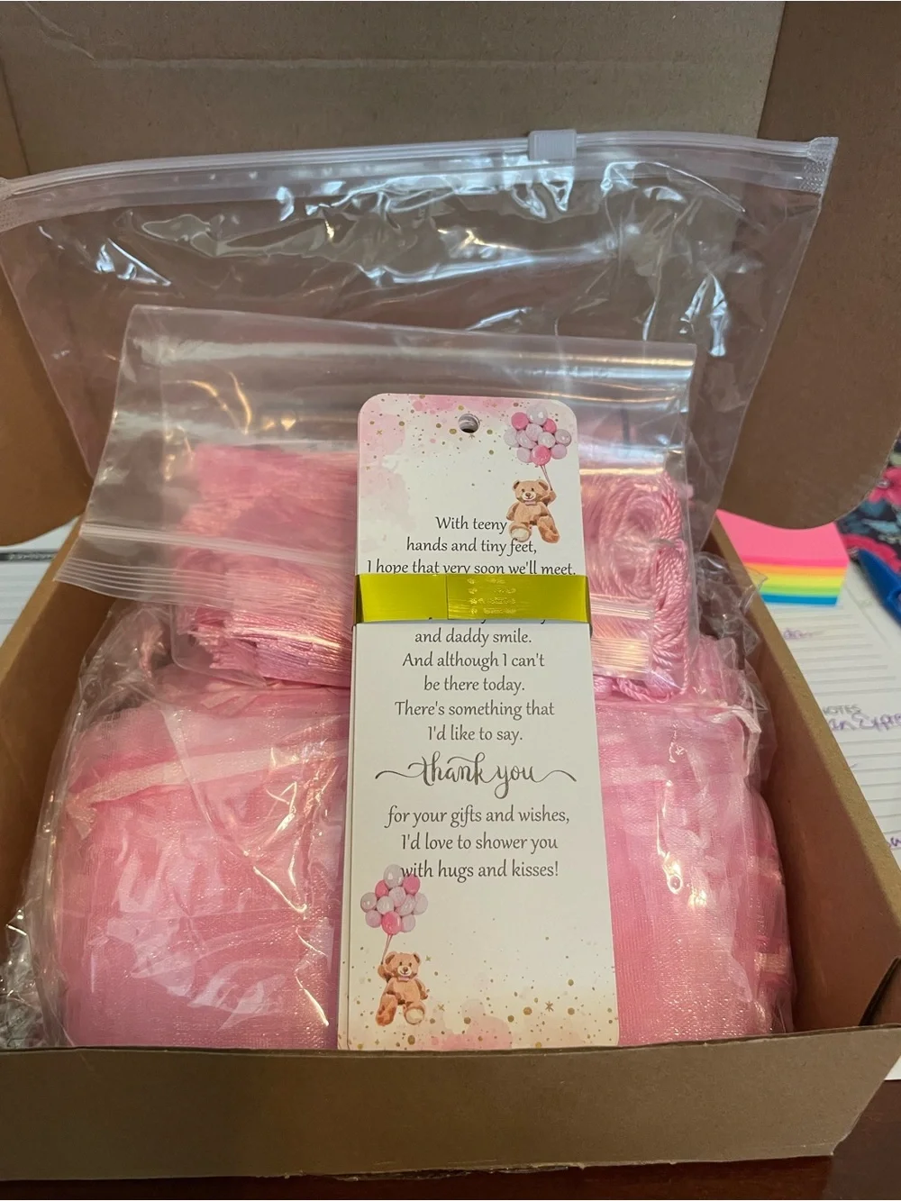 Pink Baby Shower Favor Set - Pink Tulle & Ribbon 50 Piece set.